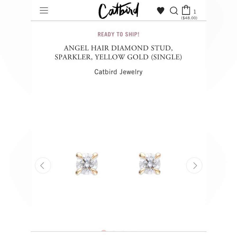 CATBIRD ANGEL HAIR DIAMOND STUD SPARKLER YELLOW GOLD EARRINGS
